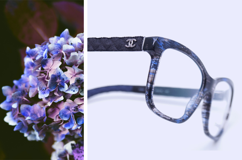 chanel bril-denim effect-gewatteerde collectie