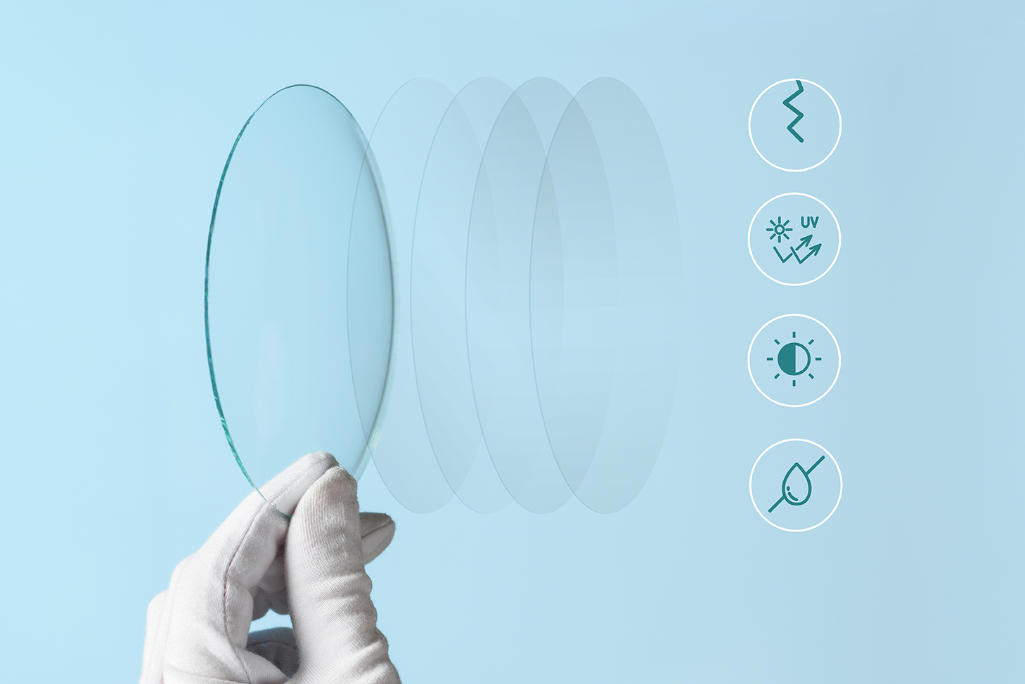 Schema: multilayer antireflectie op voor- en achterzijde van het glas