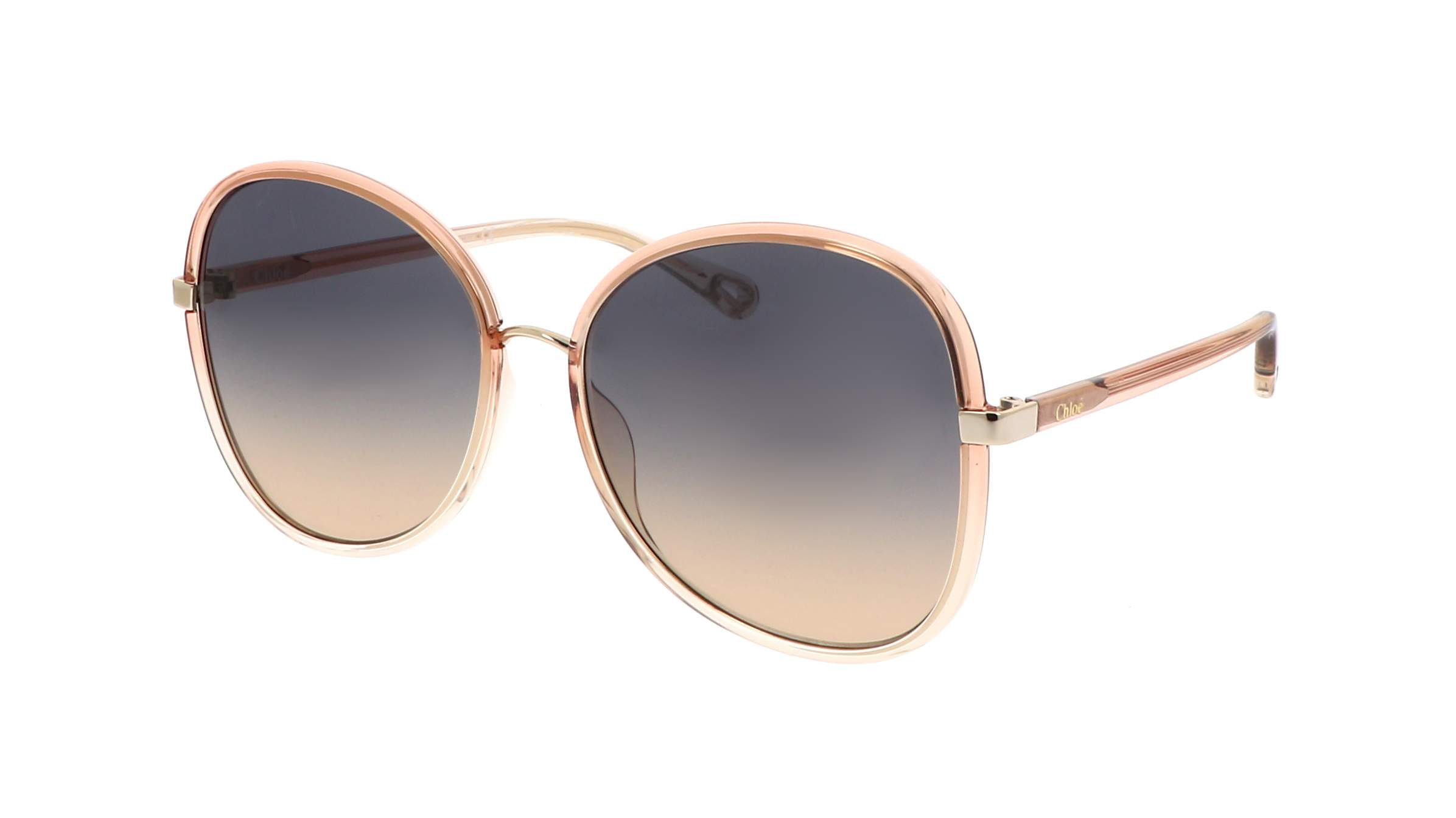 Chloé CH0030S 004 60-17 — oversize zonnebril met goudaccenten en verloopglazen