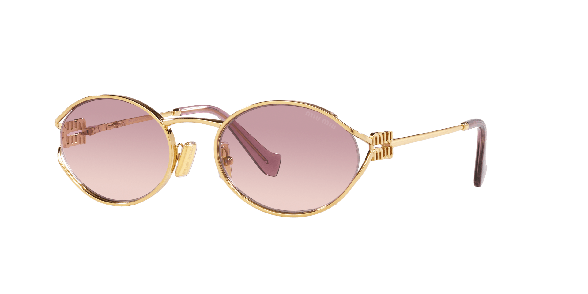 Miu Miu MU 52YS met roze verloopglazen op een fijne gouden montuur