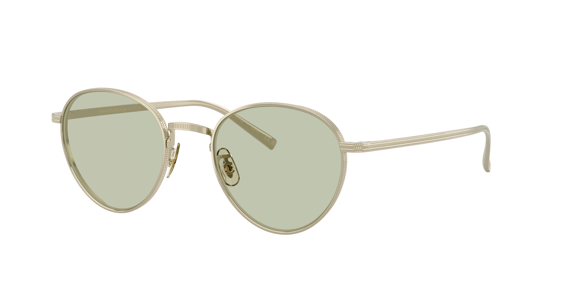 Oliver Peoples Kesner in zacht goud met rustgevende groene glazen