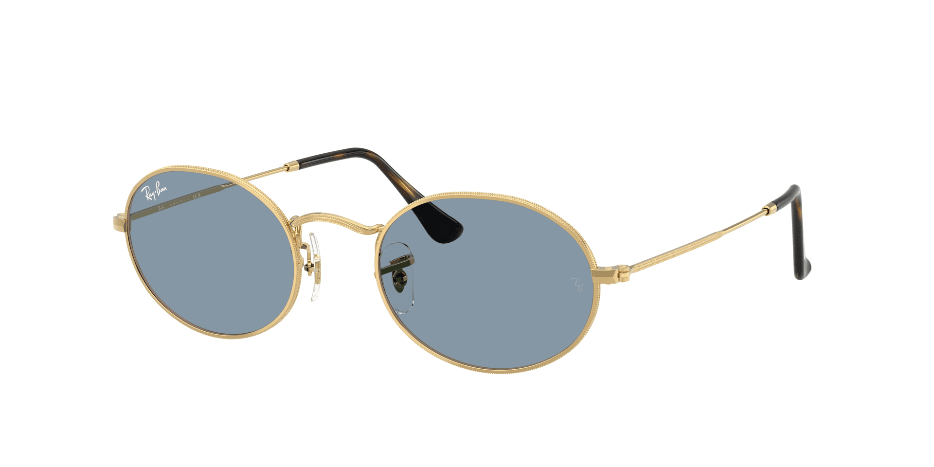 Ray-Ban Oval RB3547 arista met blauwgrijze glazen, 90’s vibe