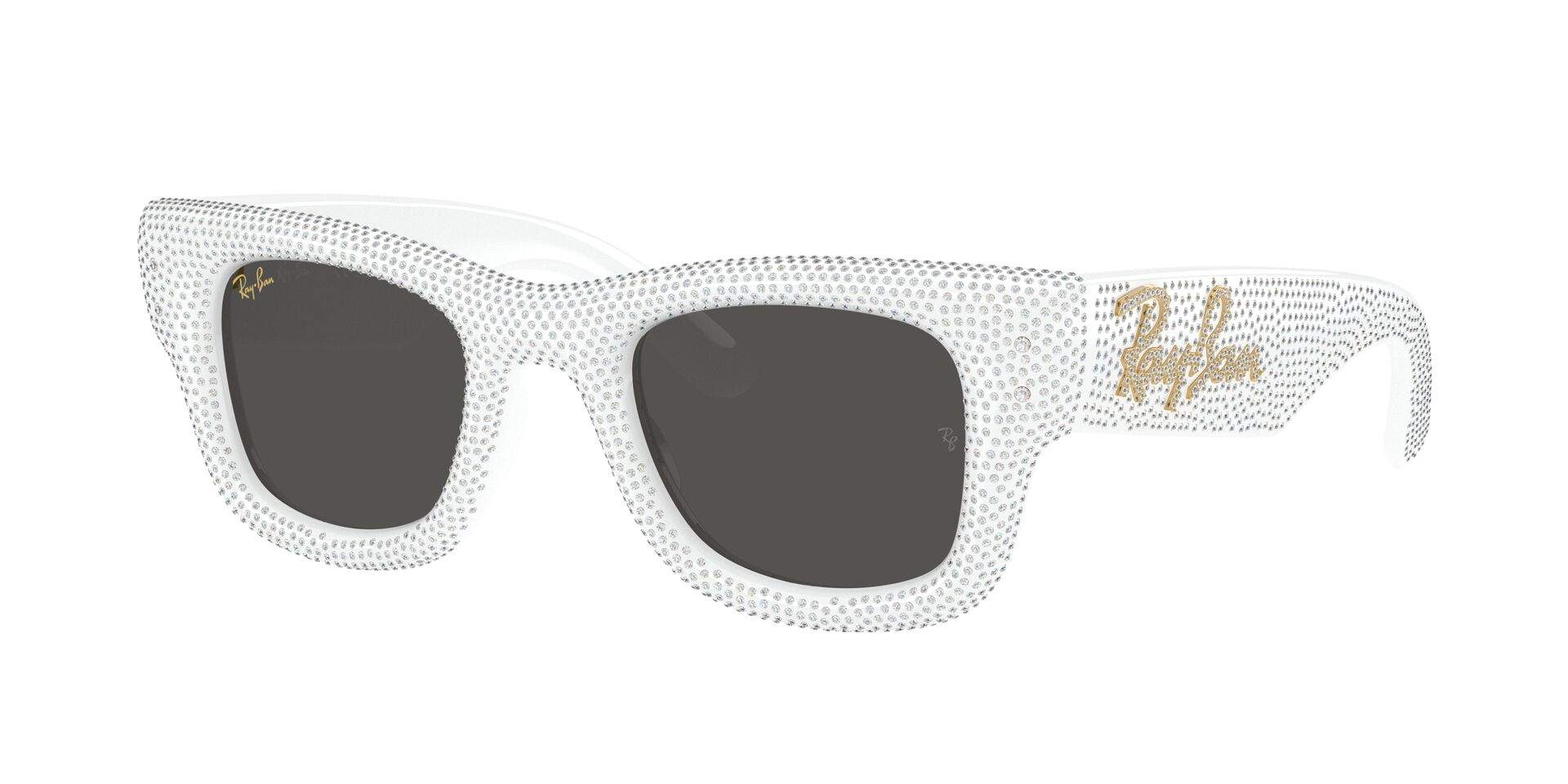 Ray-Ban Wayfarer Puffer ASAP Rocky RB4940BP 6866/87 — witte montuur met strass, podiuminspiratie