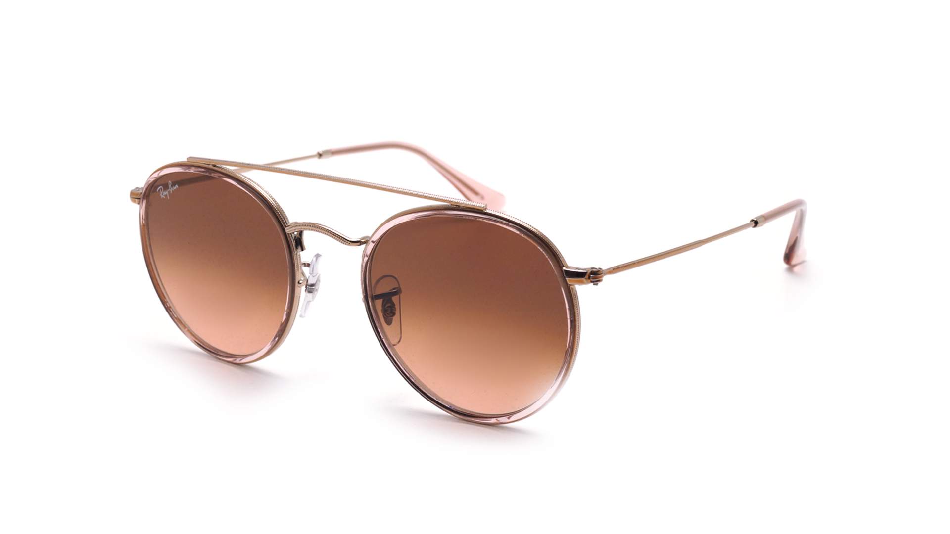 Ray-Ban RB3647N 9069/A5 — ronde metalen gomontuur met rozerode verloopglazen